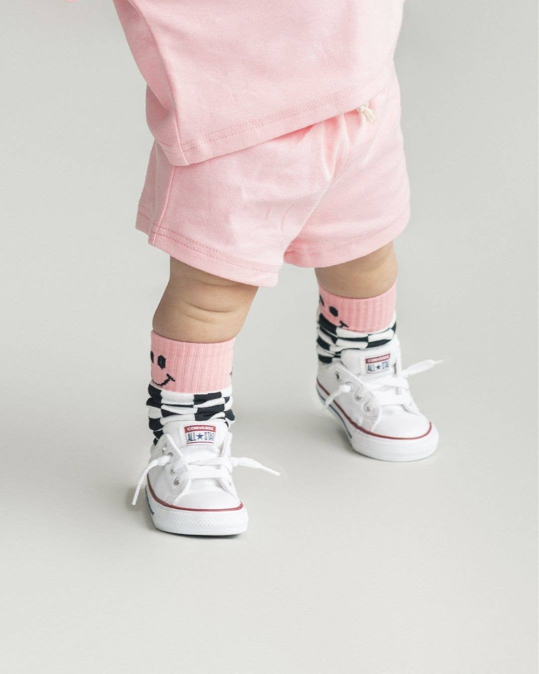Lucky Panda Kids - Smiley Shorts Set | Pink Peach: 2T