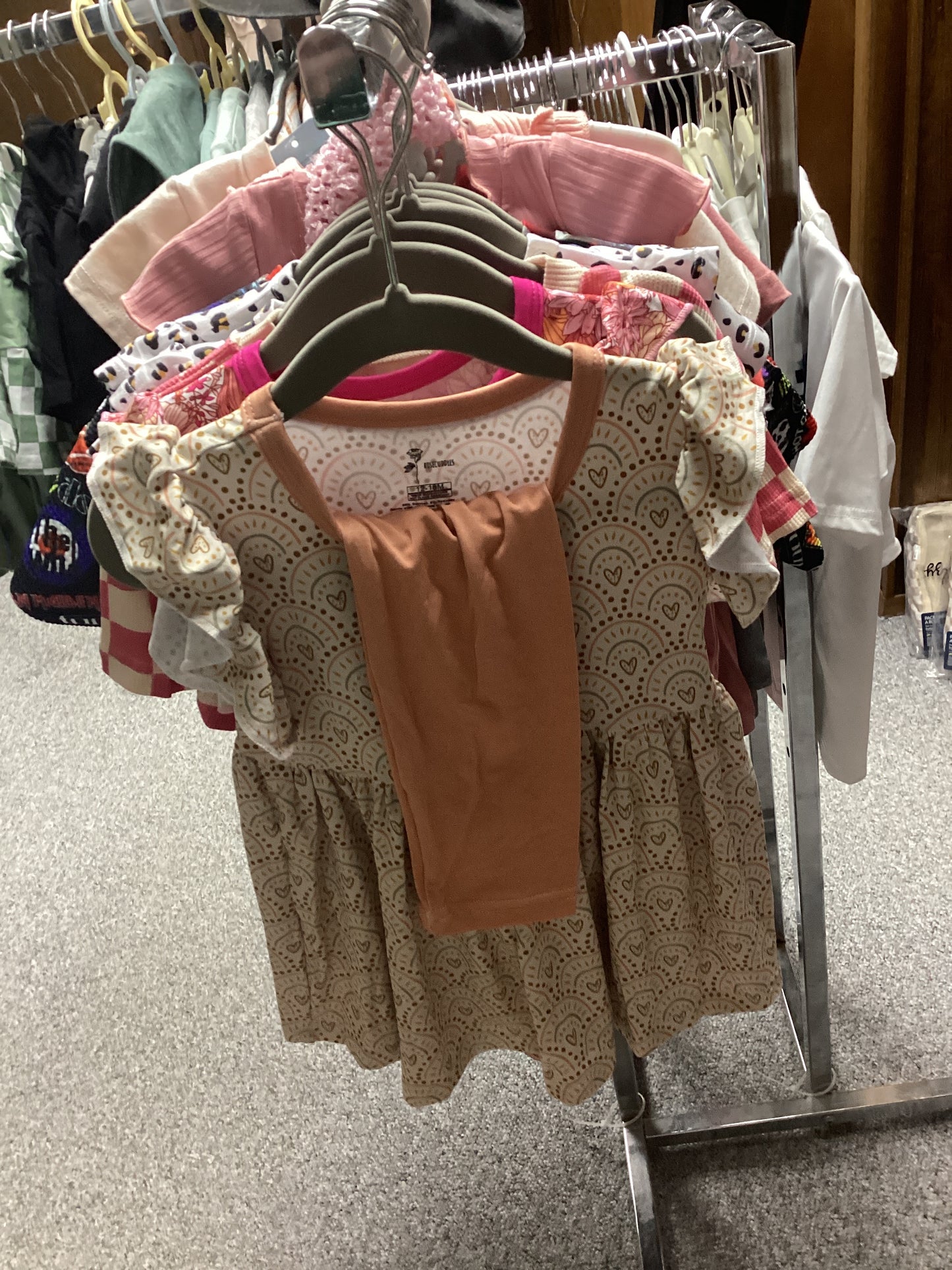 Girls bamboo dress with leggings-heart