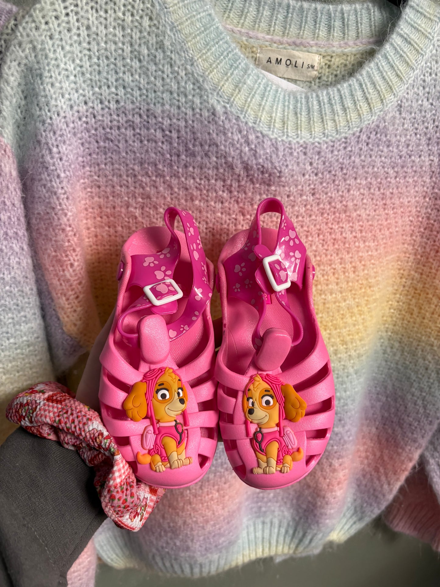 Pink dog shoes
