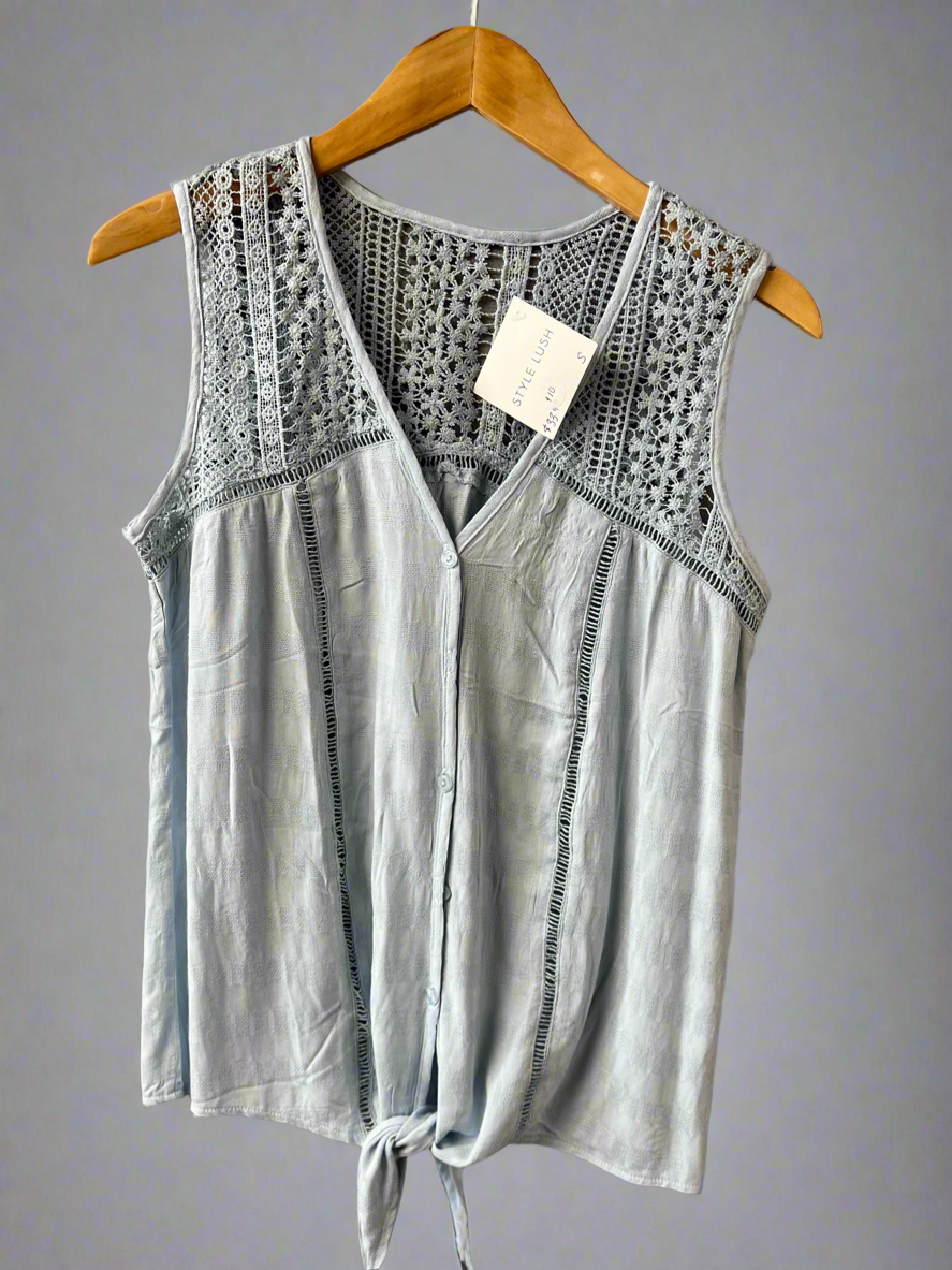 Blue Tie Bottom Tank top