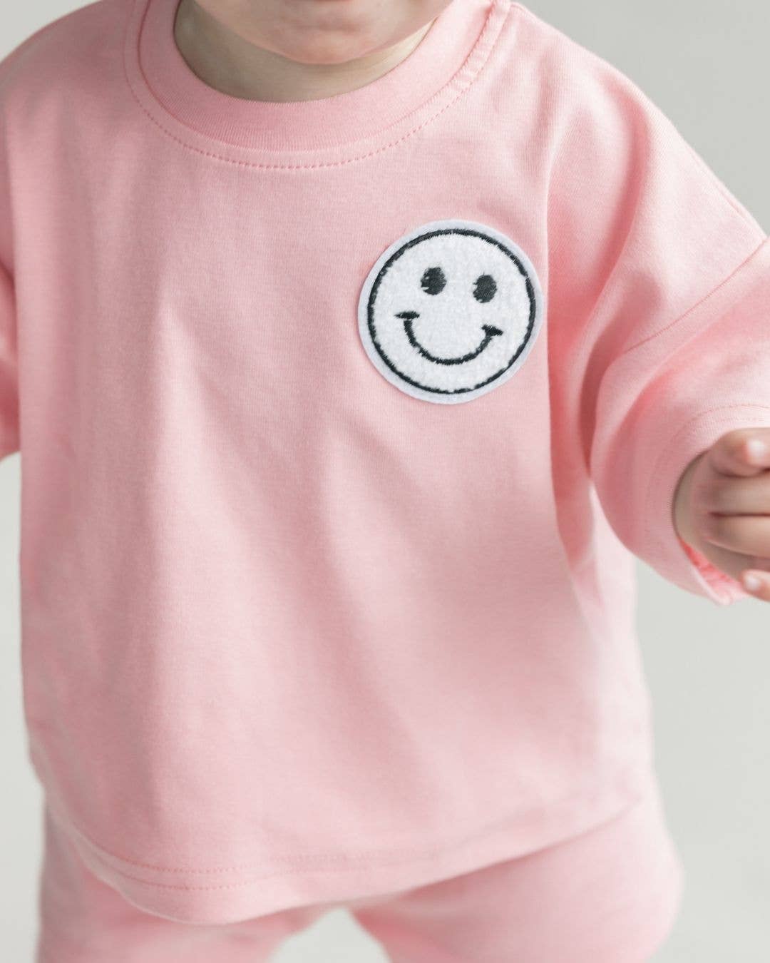 Lucky Panda Kids - Smiley Shorts Set | Pink Peach: 2T