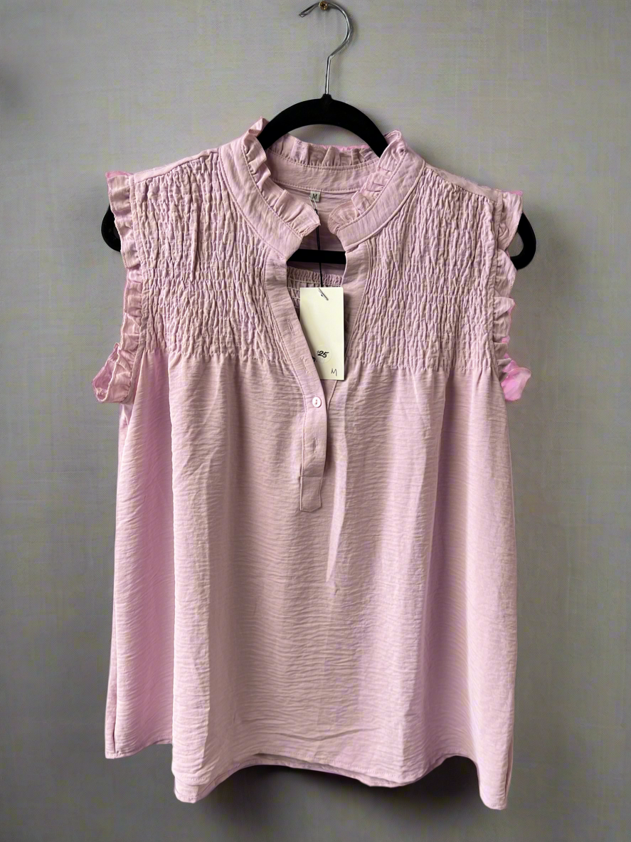 Light pink half button shirt