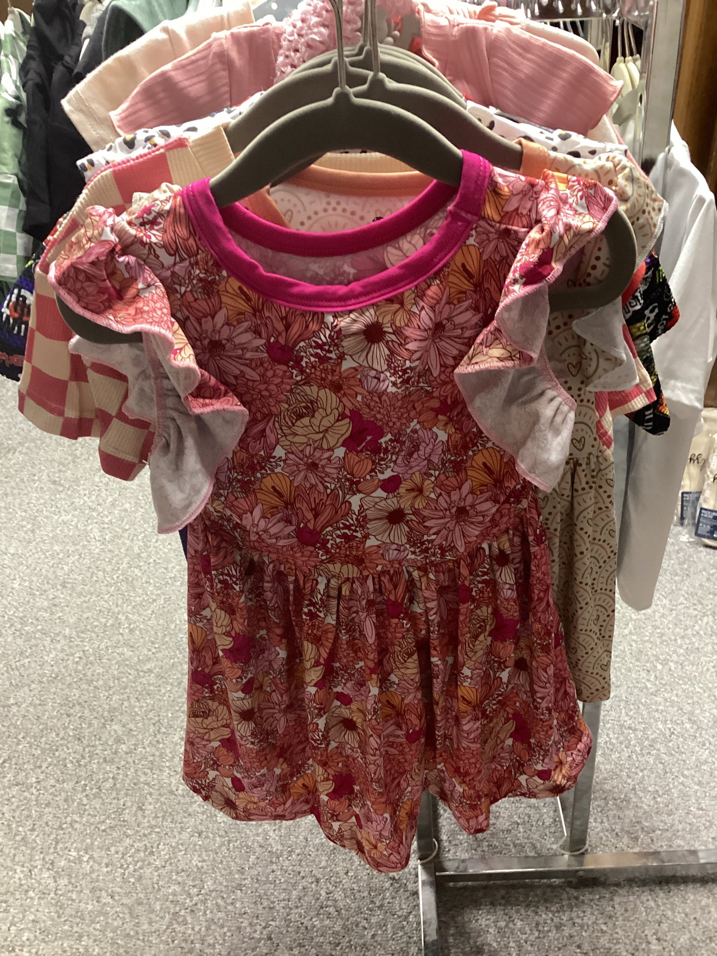 Girls bamboo dress with leggings- floral