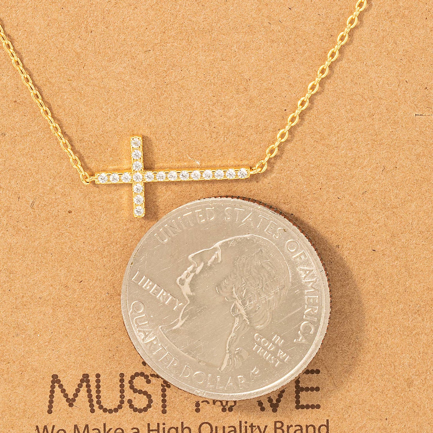 Fame Accessories - Cross Jewel Pendant Necklace:silver