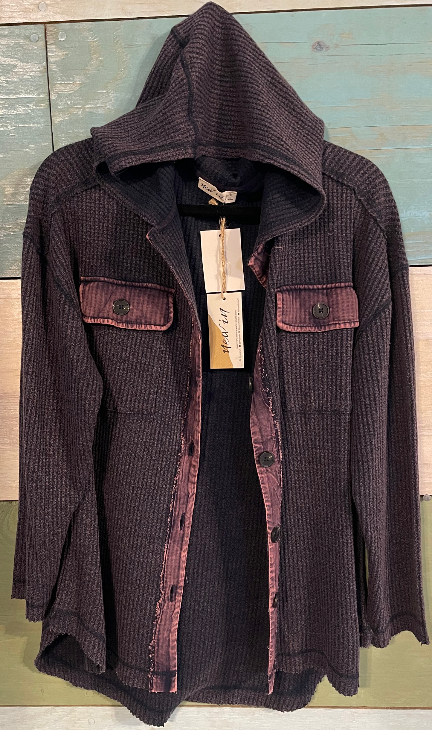 New In Hooded Waffle Shacket