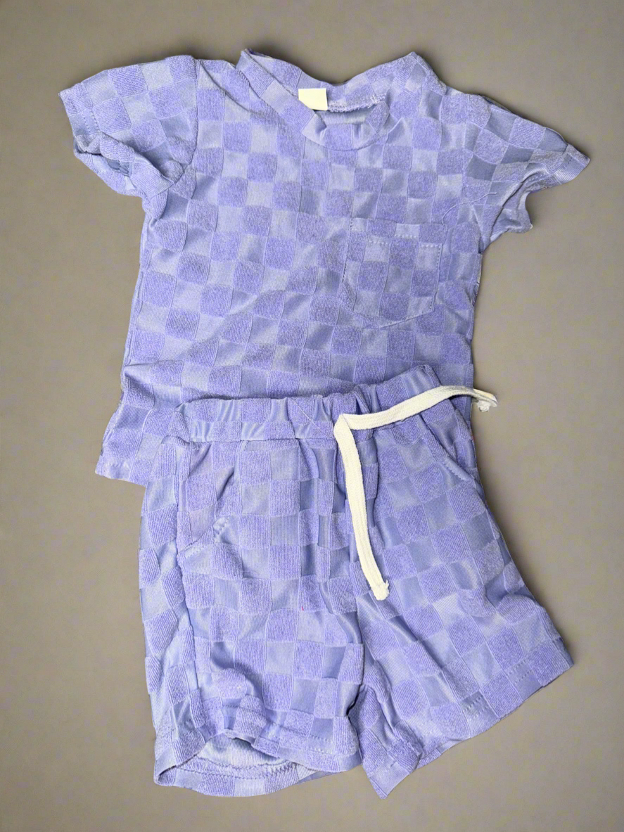 Purple checkered velvet set