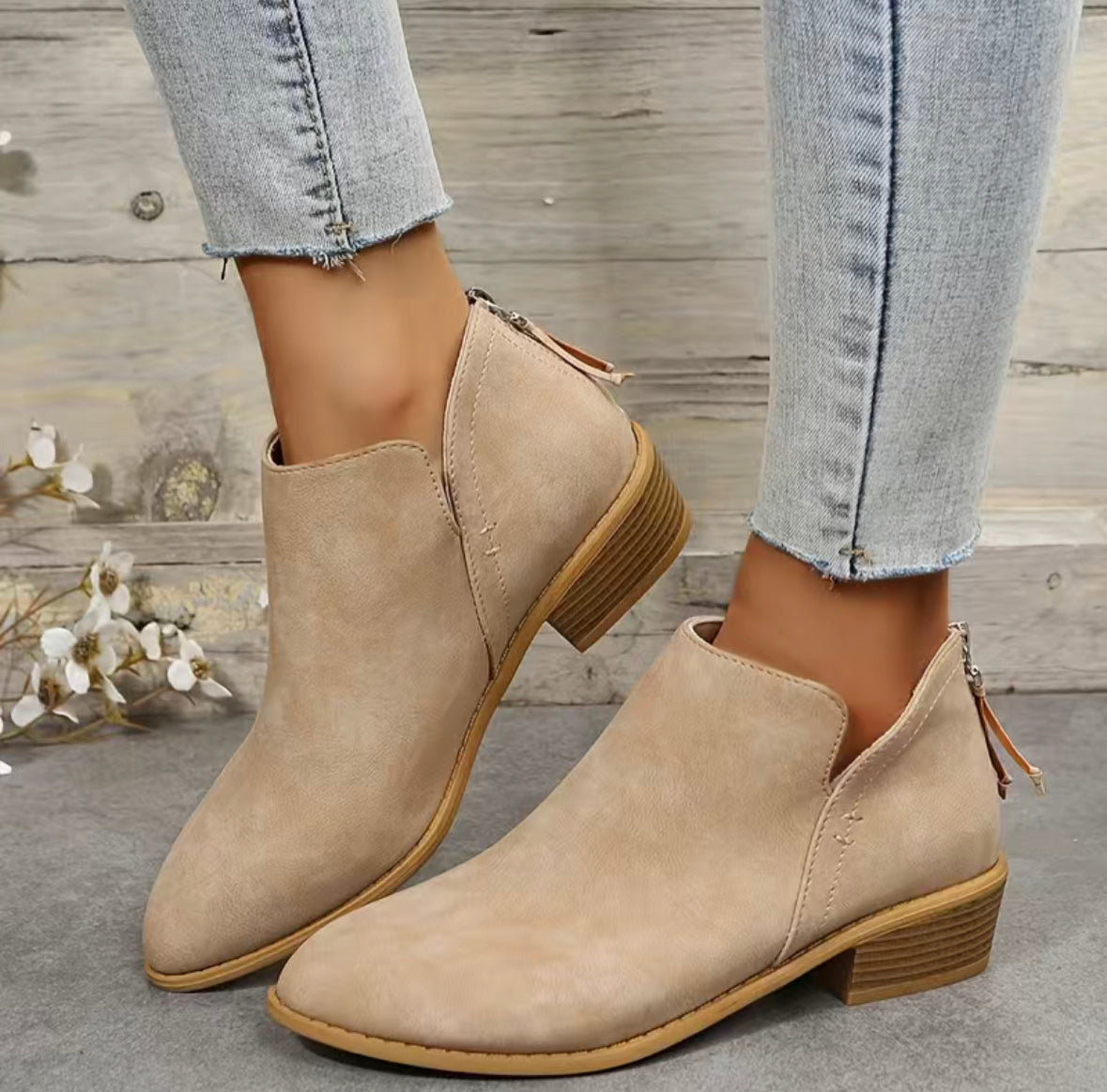 Chunky heel booties