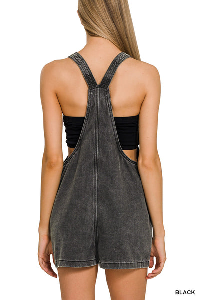 Acid washed Ash Black Knot Top Romper