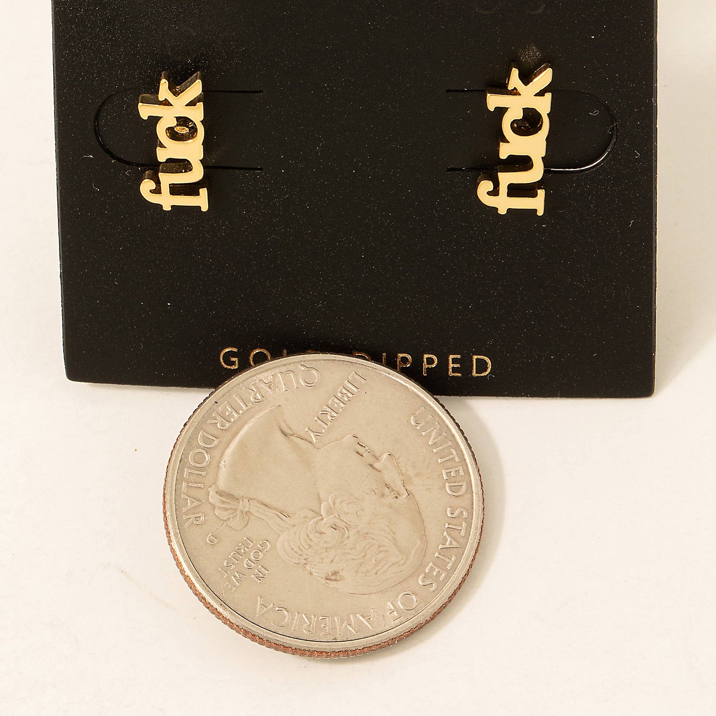 Mini Fuck Stud Earrings: Gold