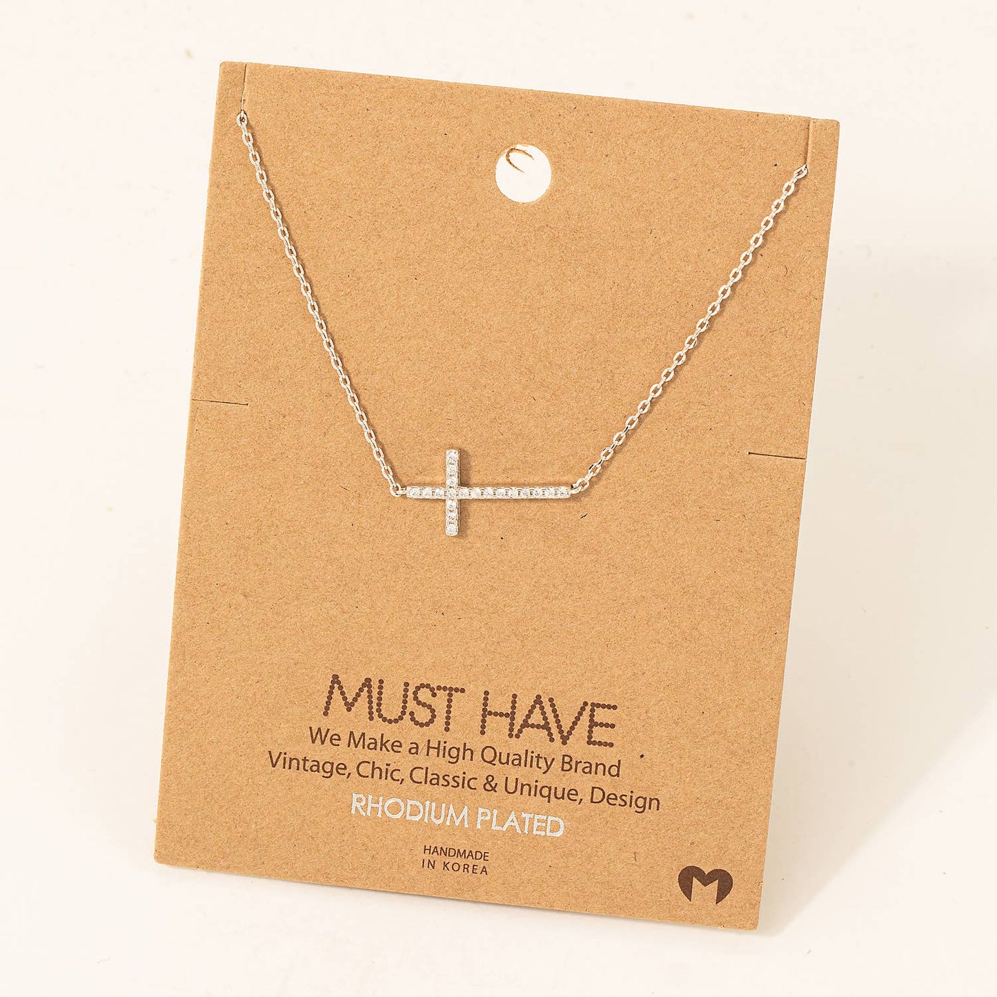 Fame Accessories - Cross Jewel Pendant Necklace:silver