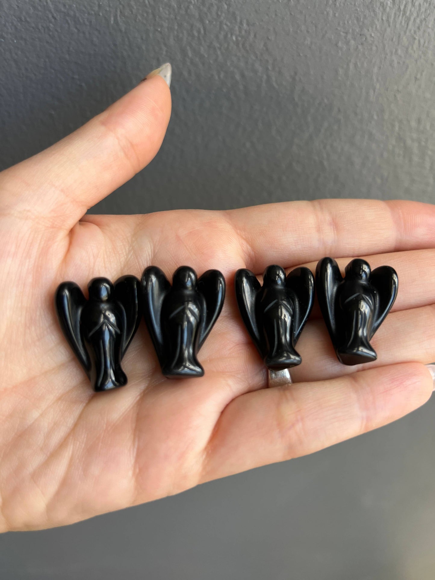 Sapphire & Sage - Black Obsidian Angel Crystal Carving