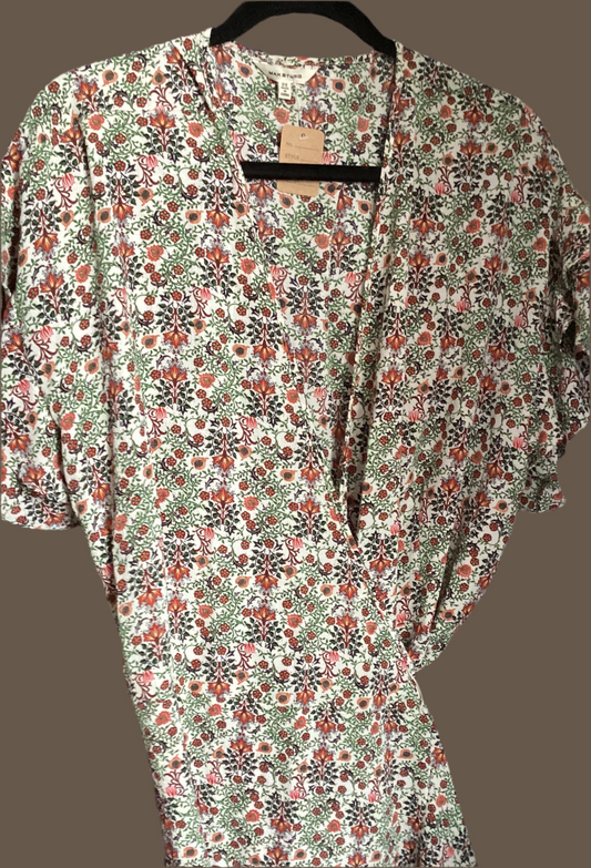 Flowered wrap around dress