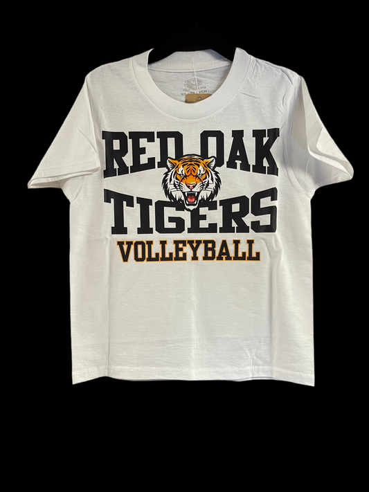 Red Oak Tigers Volleyball Block Black T-shirt
