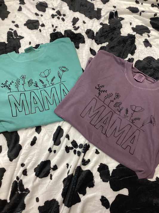 Mama flower shirt- Blue