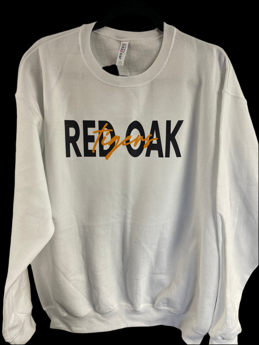 Red Oak Tigers Script White Crew