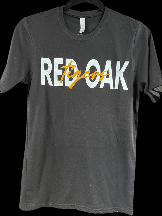 Red Oak Tigers Script White T-shirt