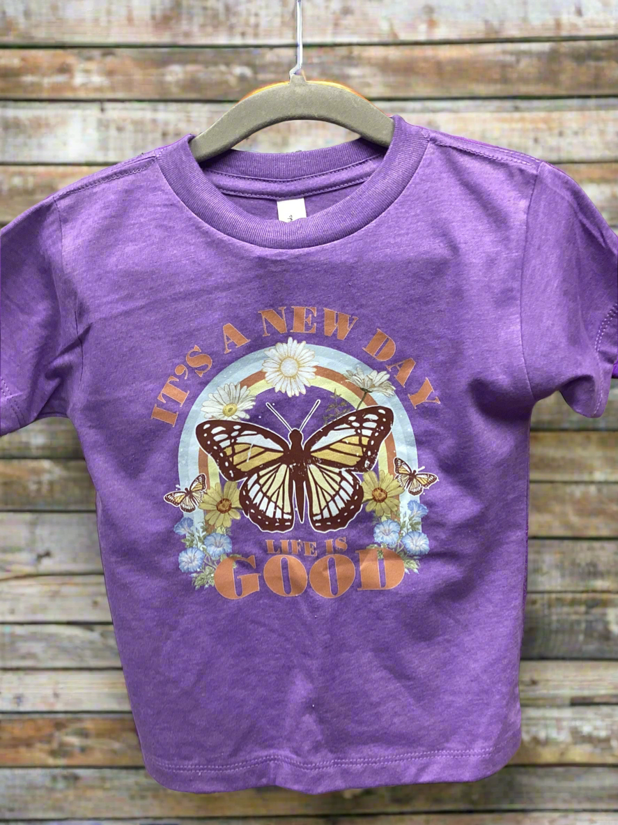 Its A New Day Butterfly Purple Tee