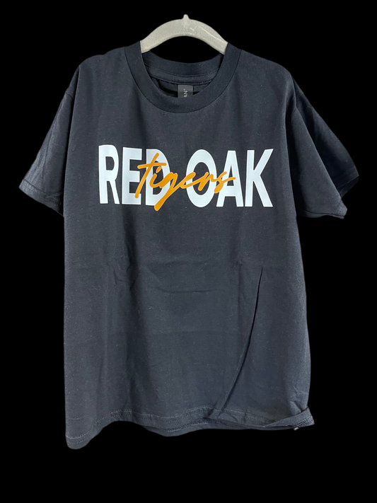 Red Oak Tigers Script White T-shirt