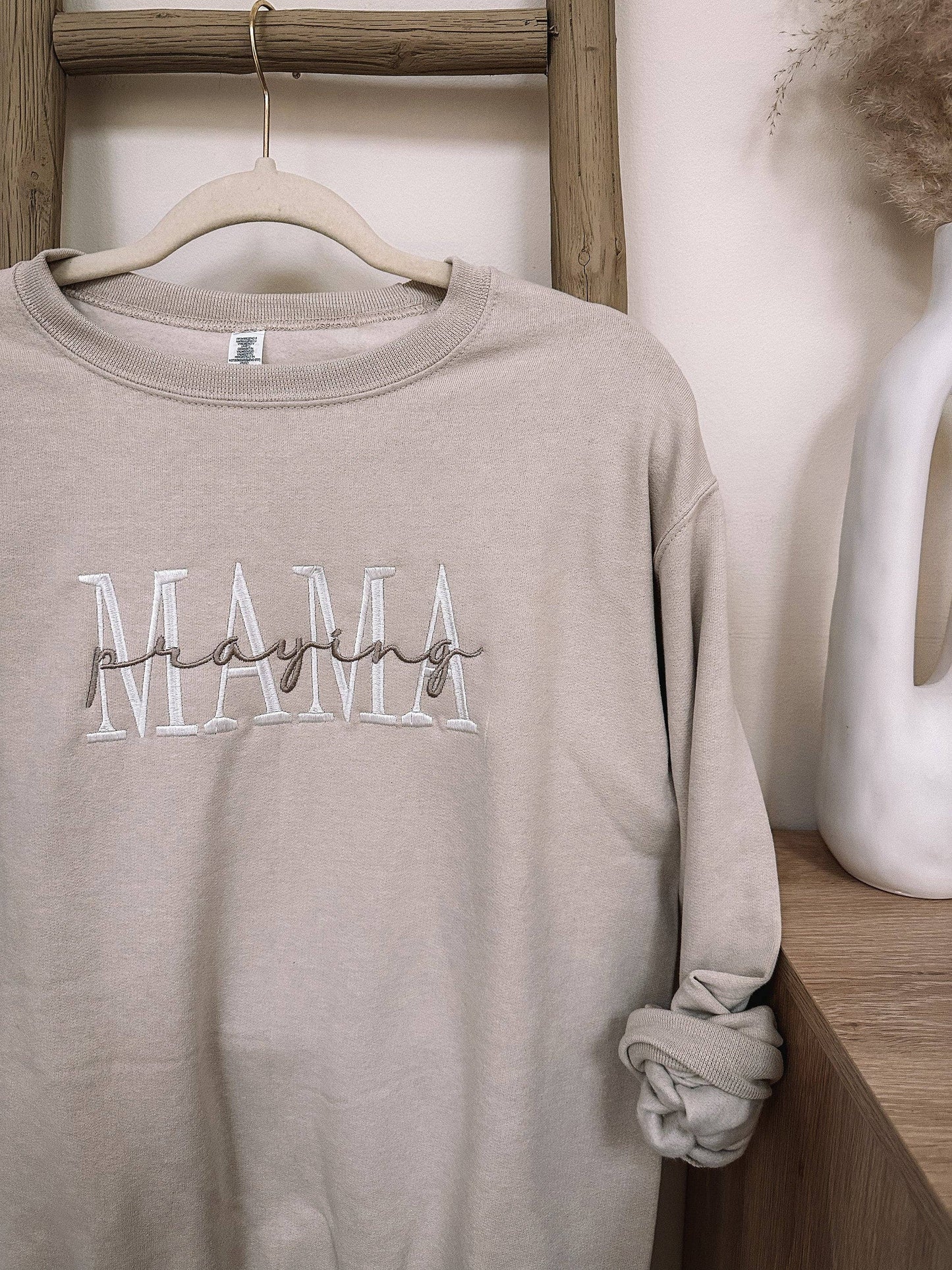 Honey Soul LLC - Embroidered Praying Mama SAND Sweatshirt ORIGINAL: 2XLarge / Sweatshirt